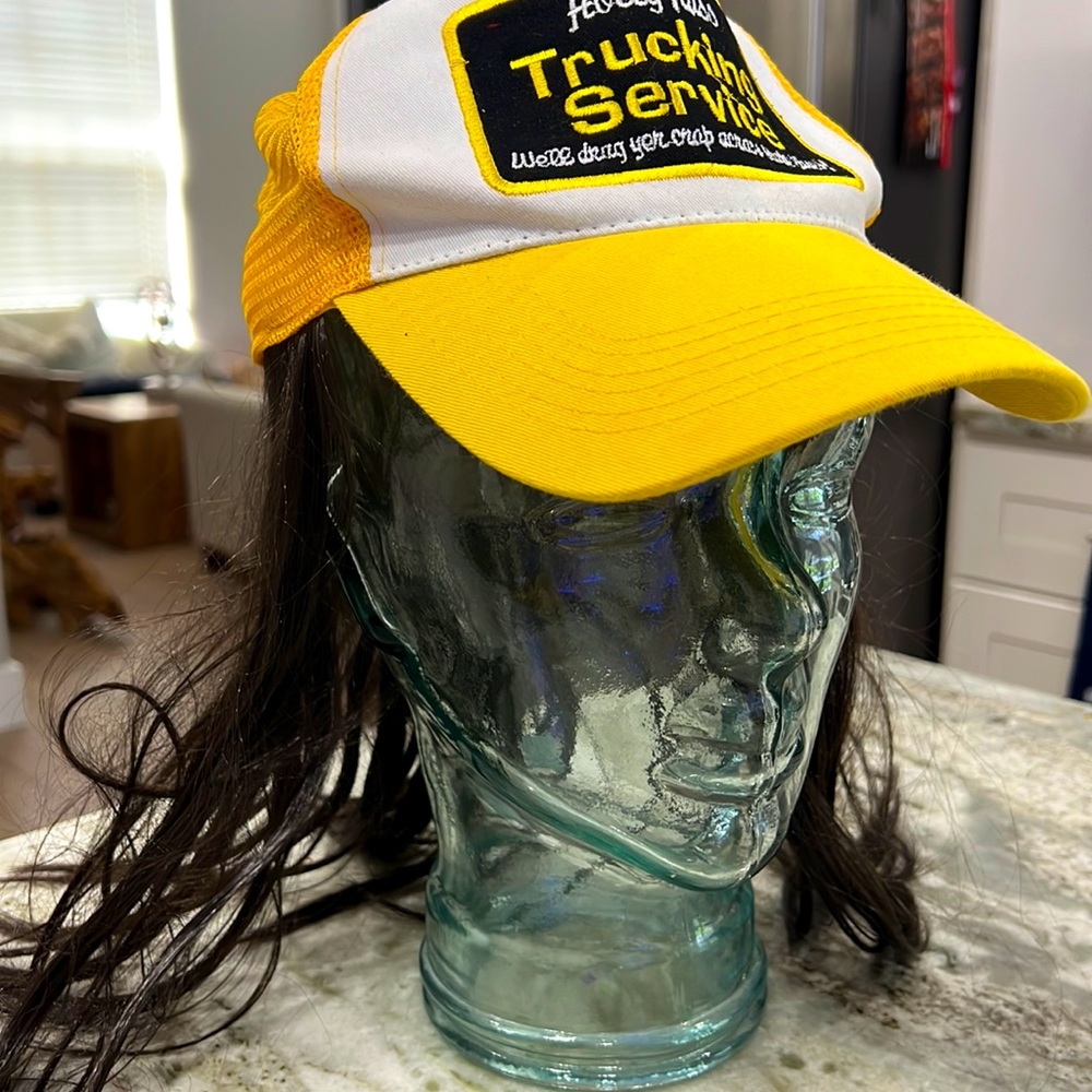 Halloween costume hat with hair red neck trucker look
